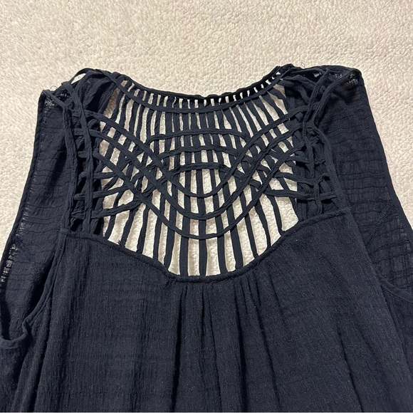 Anthropologie Saturday Sunday Crochet Duster Cardigan Navy Blue Vest - Picture 12 of 15